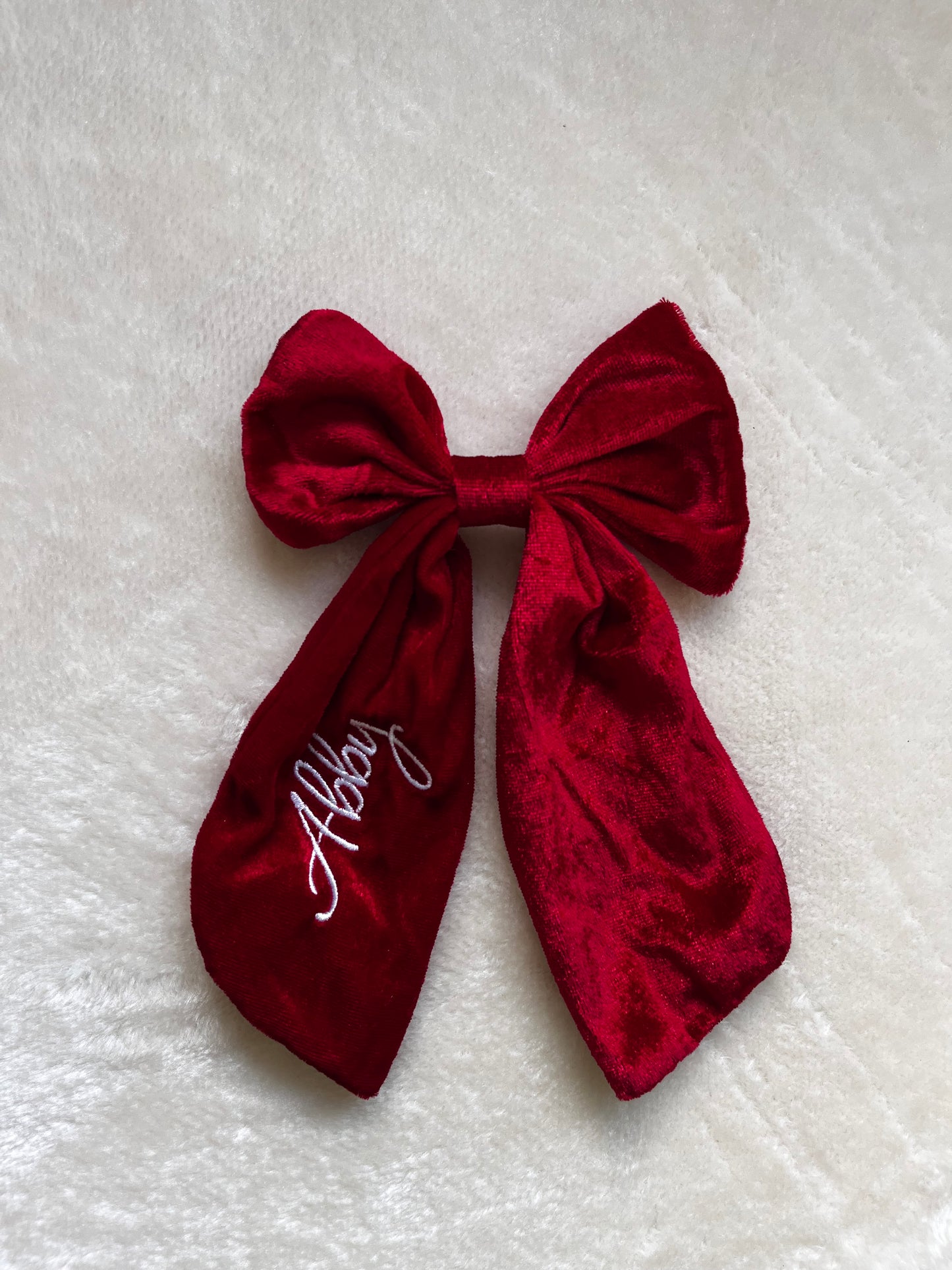 Velvet Hair Bow Clip | Personalised