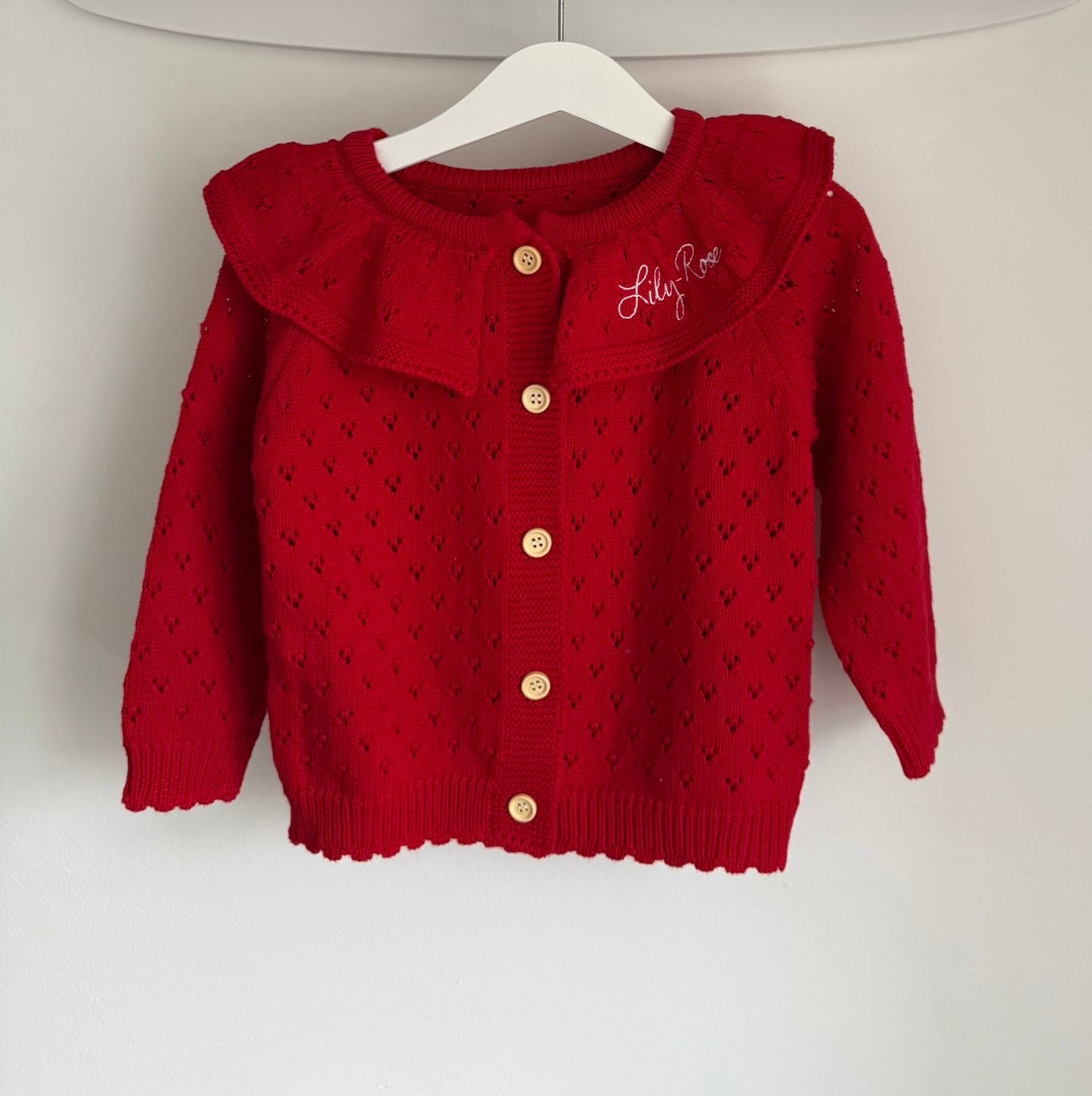 Red Collar Cardigan | Personalised