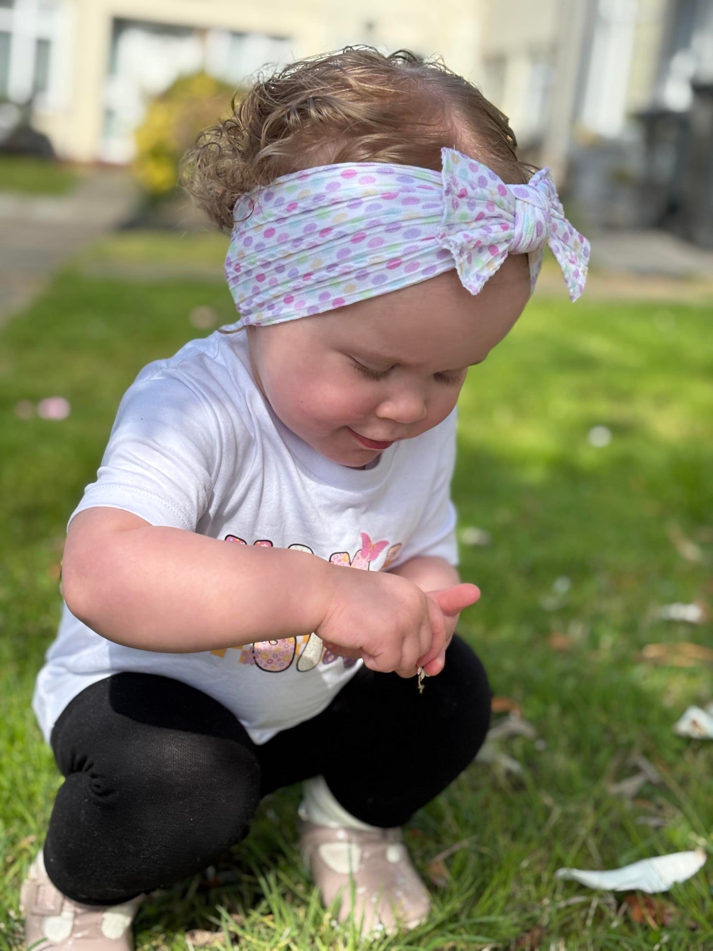 Cable Knit Bow Headband - Polka Dot
