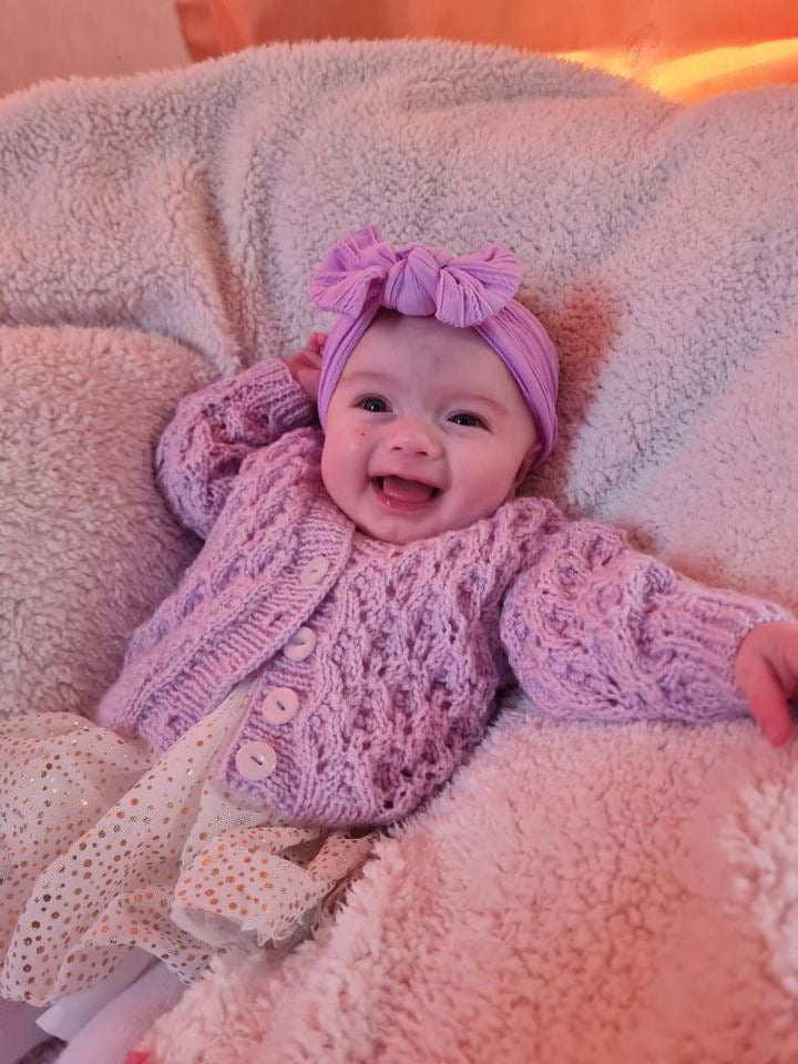 Cable Knit Bow Headband - Purple