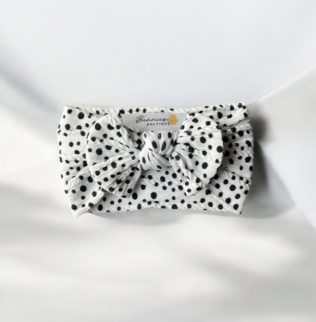 Cable Knit Bow Headband - Dalmatian
