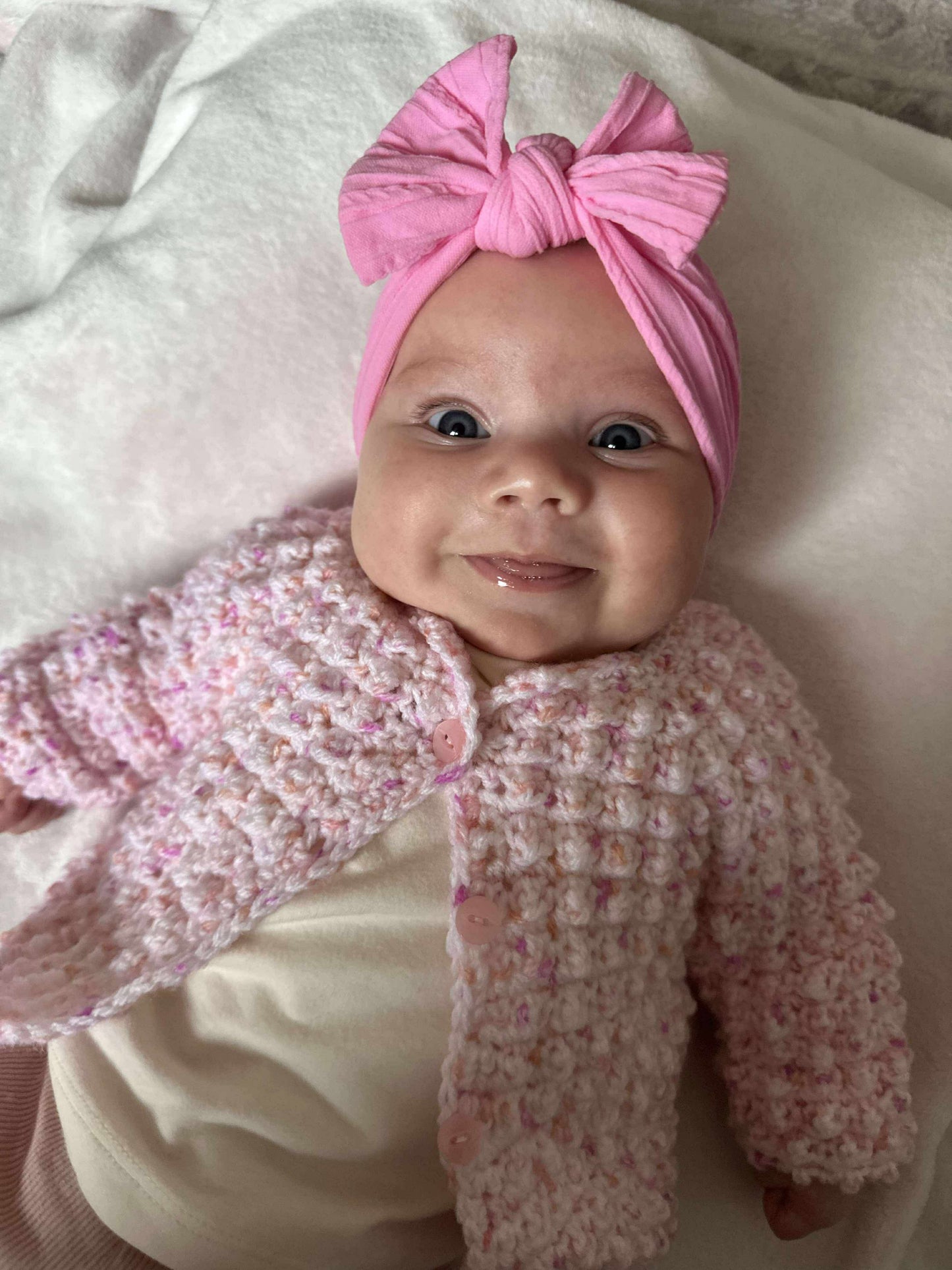 Cable Knit Bow Headband - Candy Pink