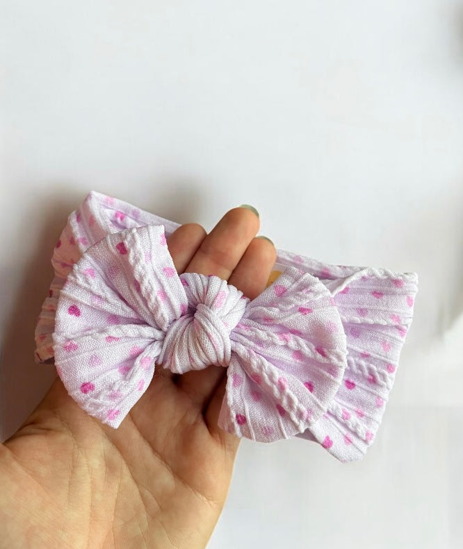 Cable Knit Bow Headband - Confetti Hearts