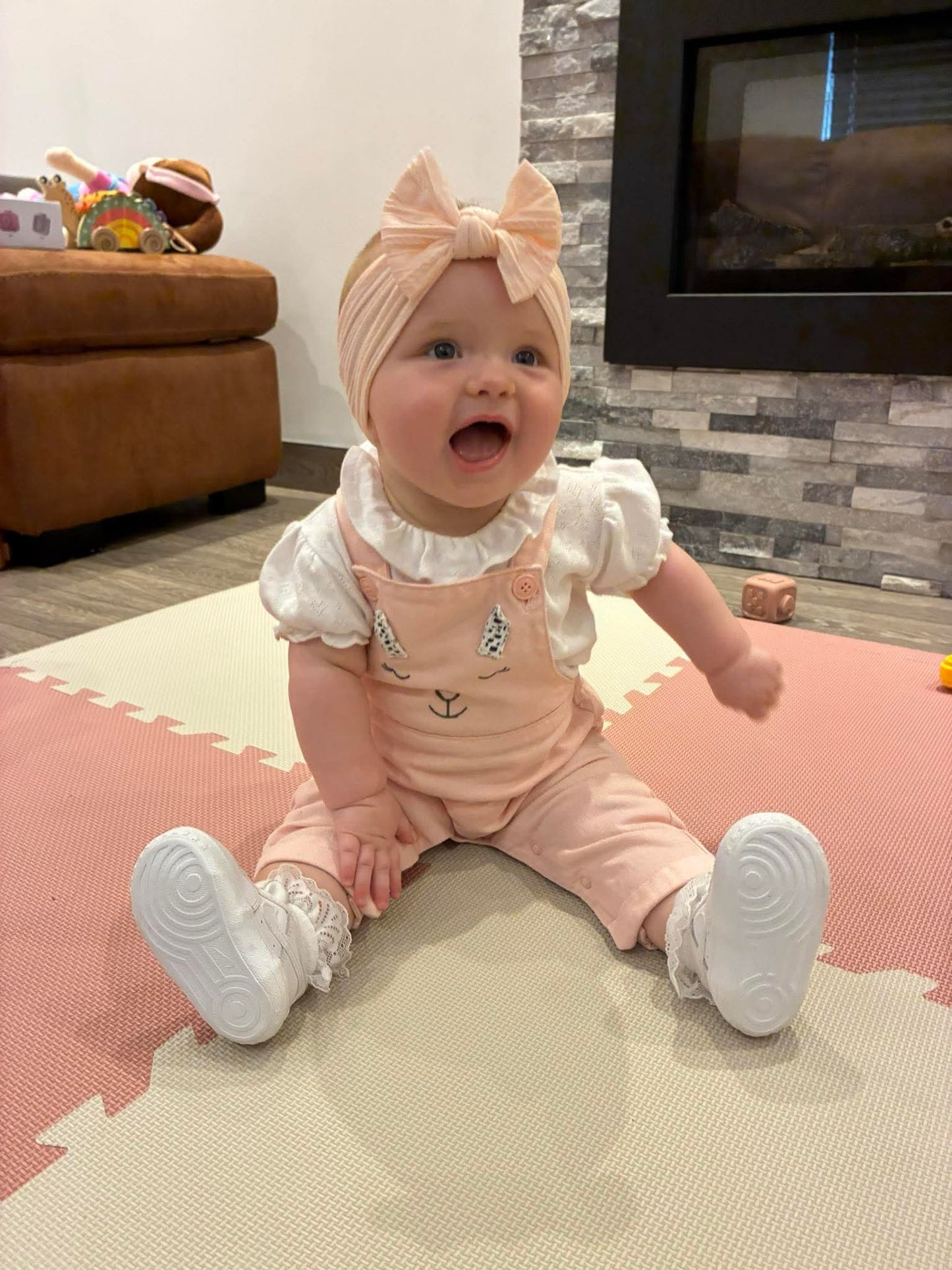 Cable Knit Bow Headband - Marshmallow Pink