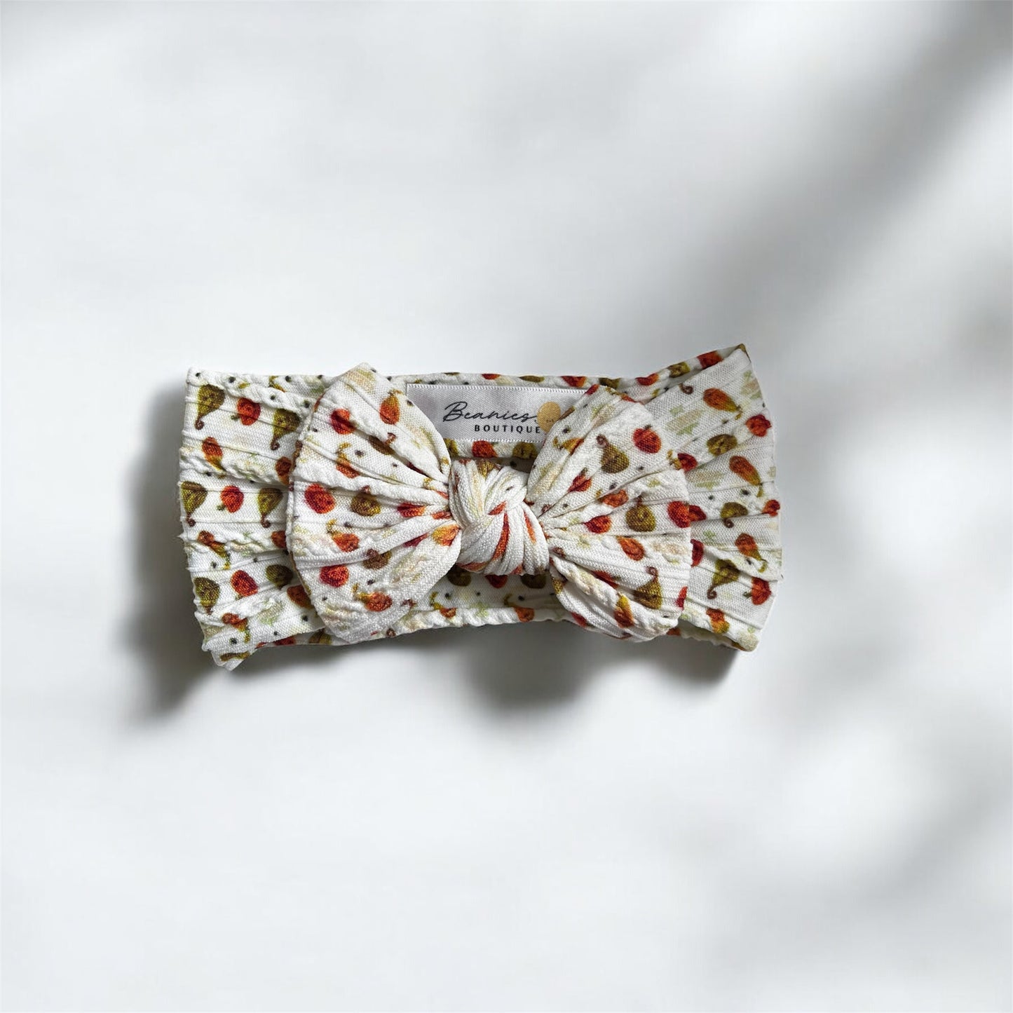 Cable Knit Bow Headband - Pumpkin