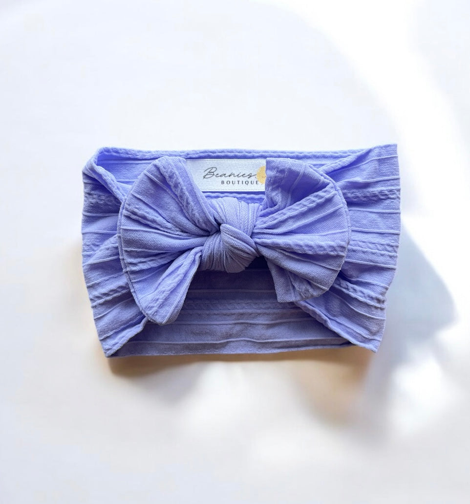 Cable Knit Bow Headband- Periwinkle