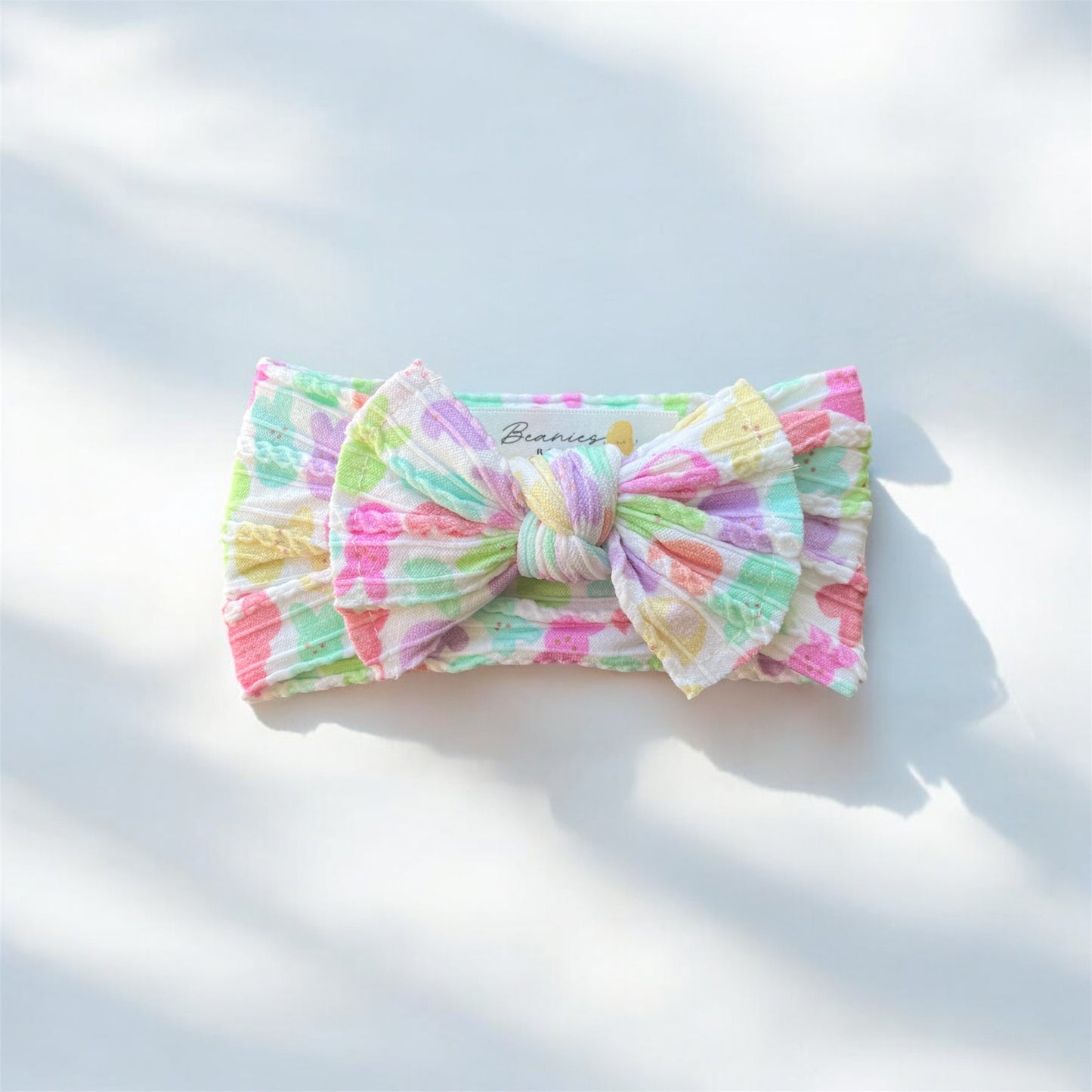 Cable Knit Bow Headband - Pastel Bunny
