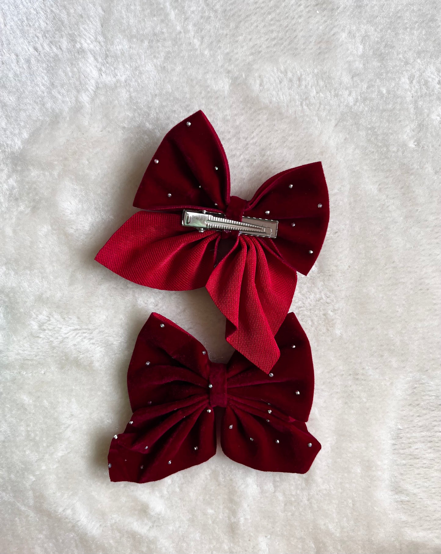 Velvet Bow Hair Clip | Diamantés