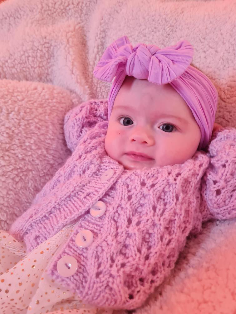 Cable Knit Bow Headband - Purple