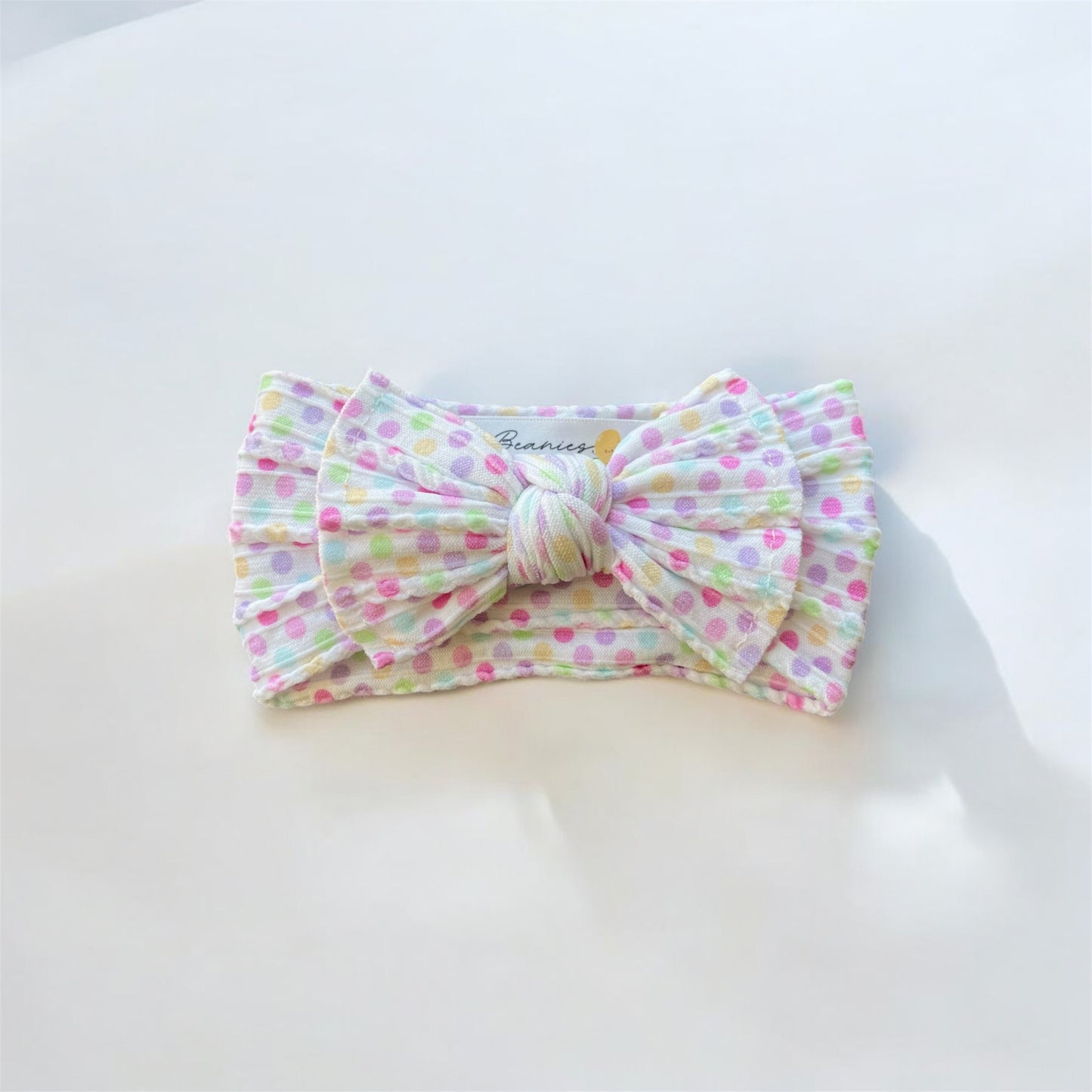 Cable Knit Bow Headband - Polka Dot