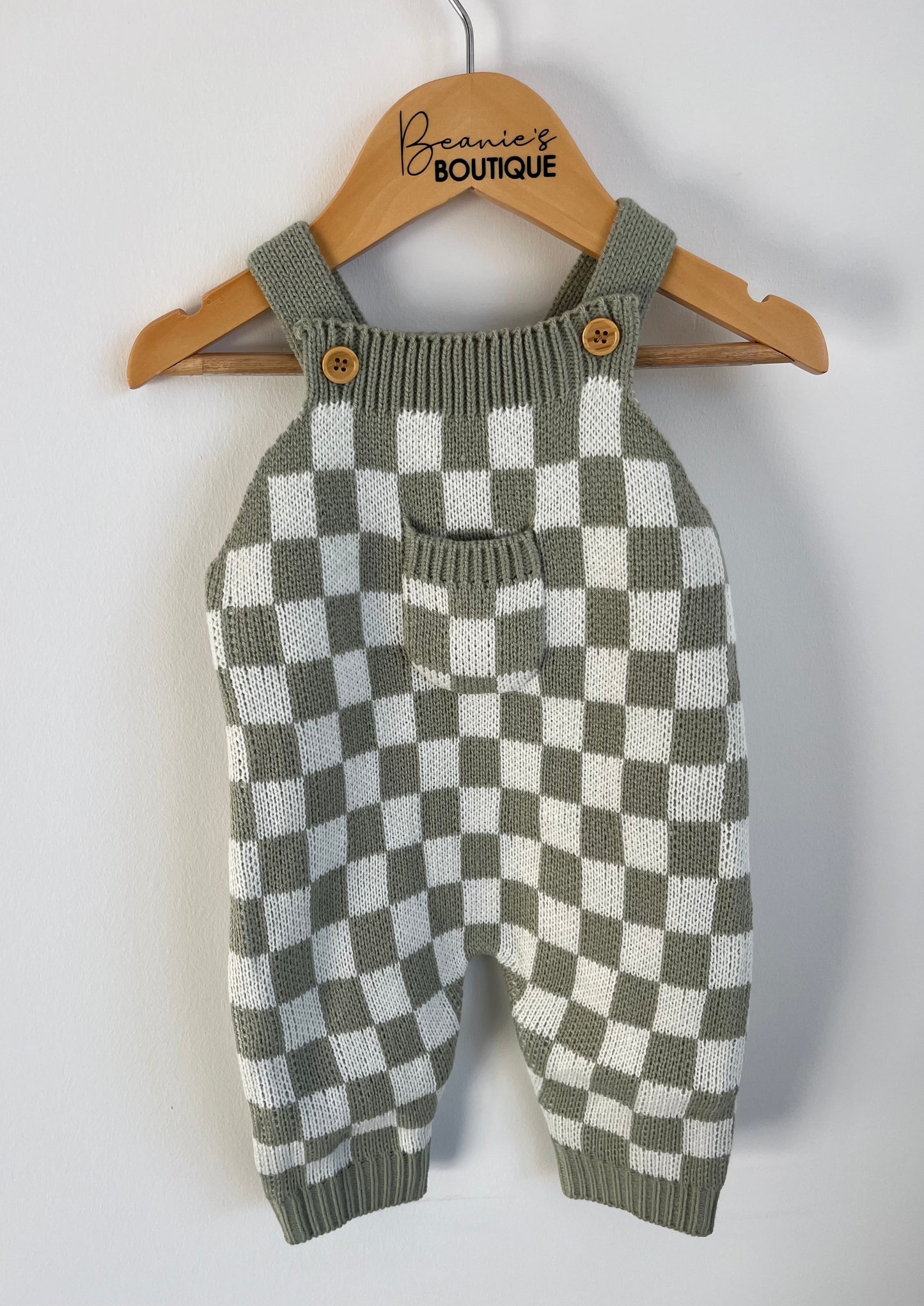 Checkered Dungarees - Green