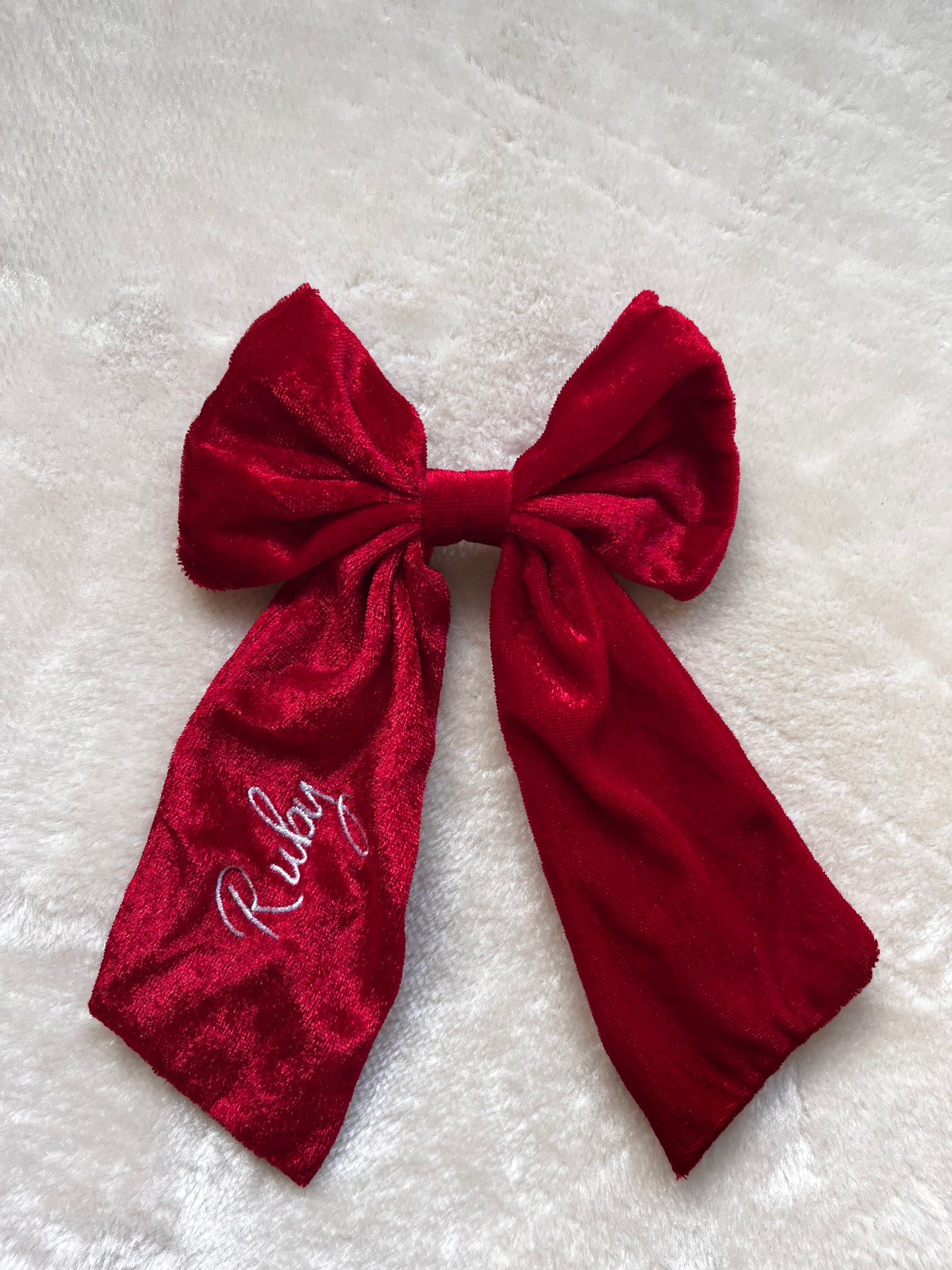 Velvet Hair Bow Clip | Personalised
