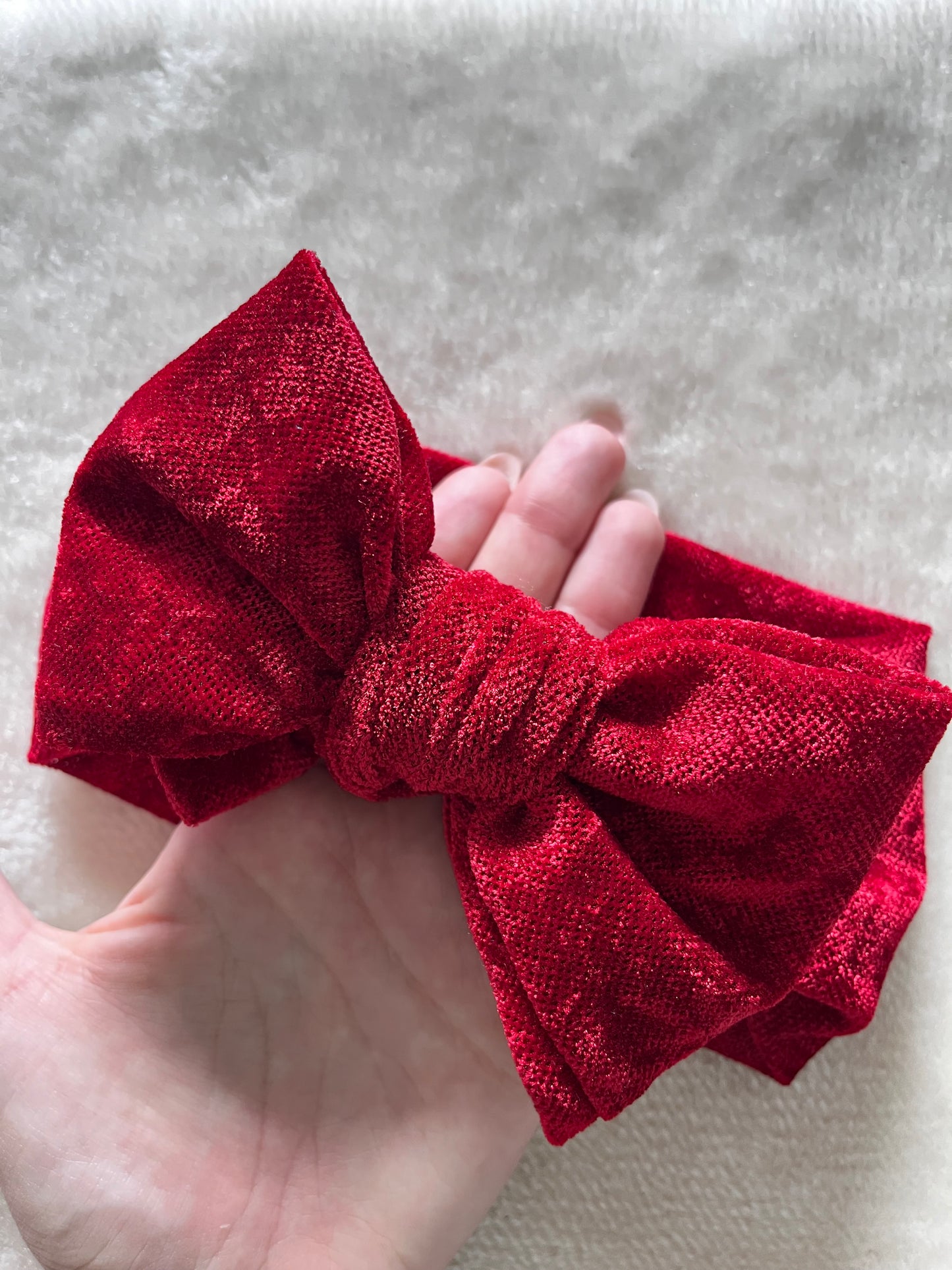 Large Velvet Bow Headband - Red