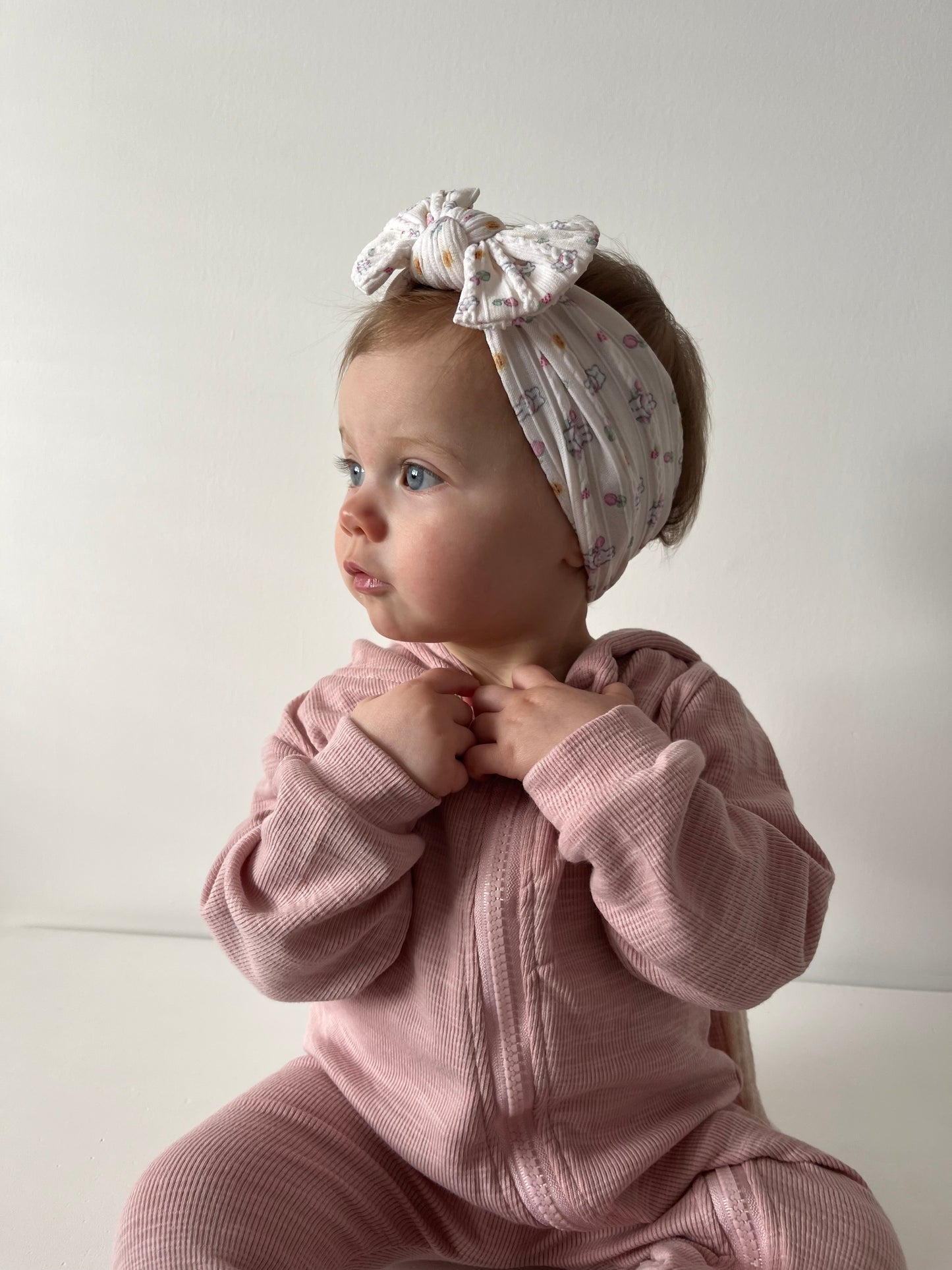 Cable Knit Bow Headband - Easter Bunny
