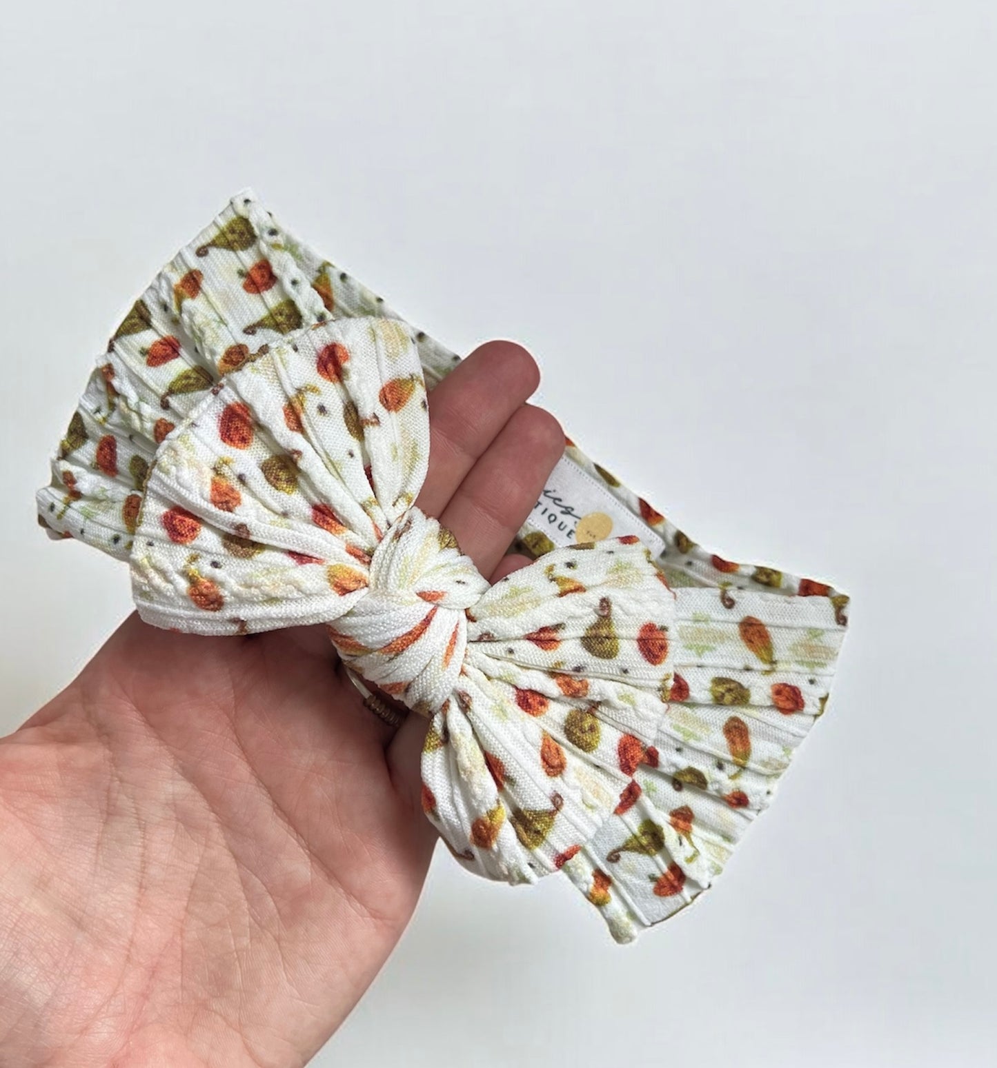 Cable Knit Bow Headband - Pumpkin