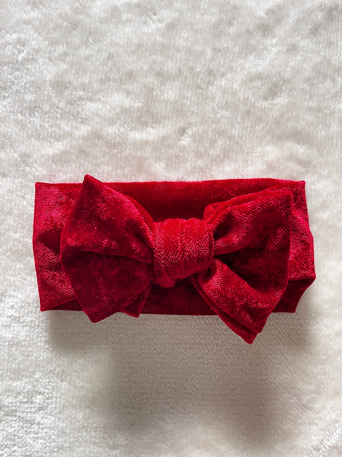 Large Velvet Bow Headband - Red