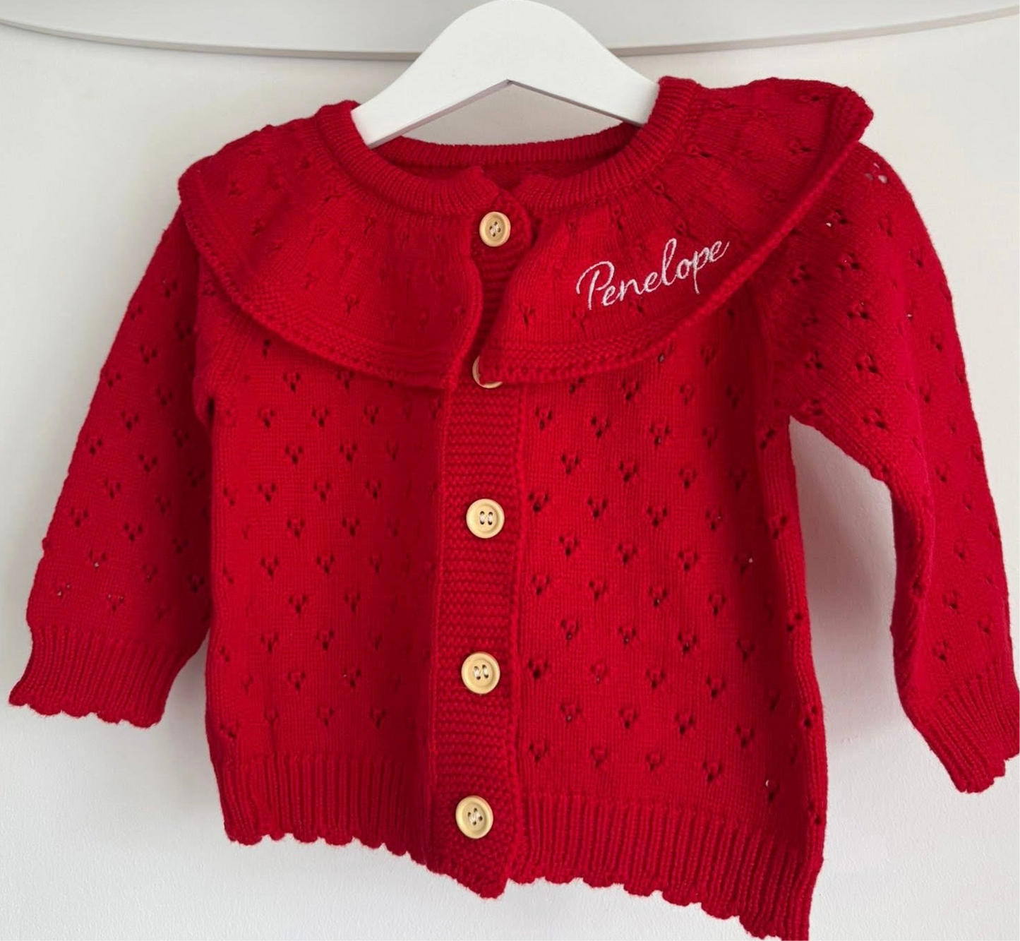 Red Collar Cardigan | Personalised