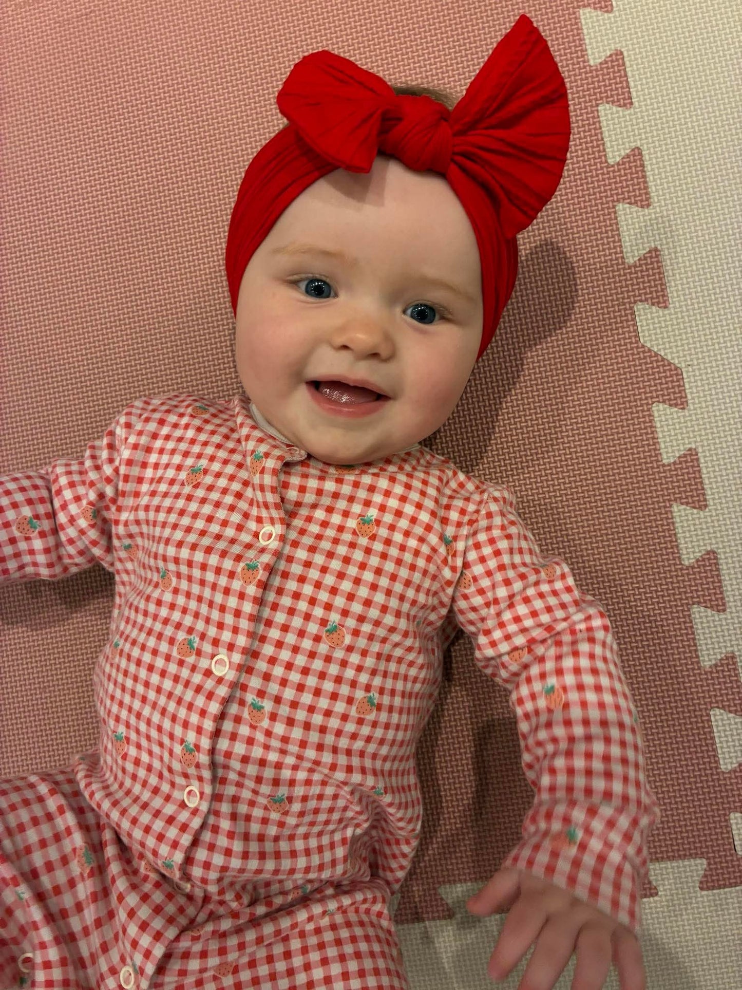 Cable Knit Bow Headband - Red