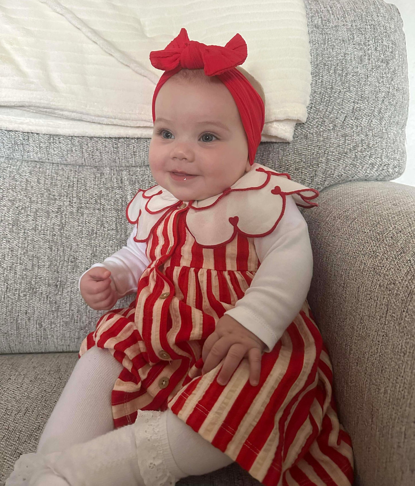 Cable Knit Bow Headband - Red