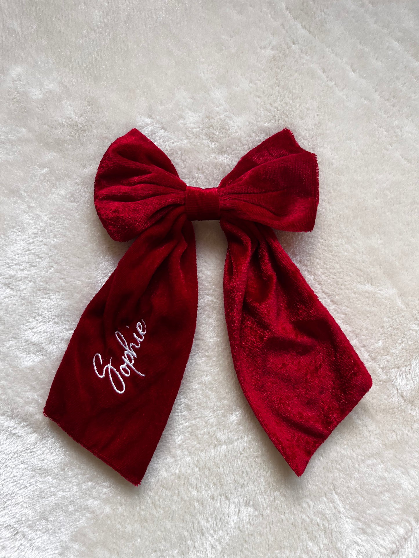 Velvet Hair Bow Clip | Personalised