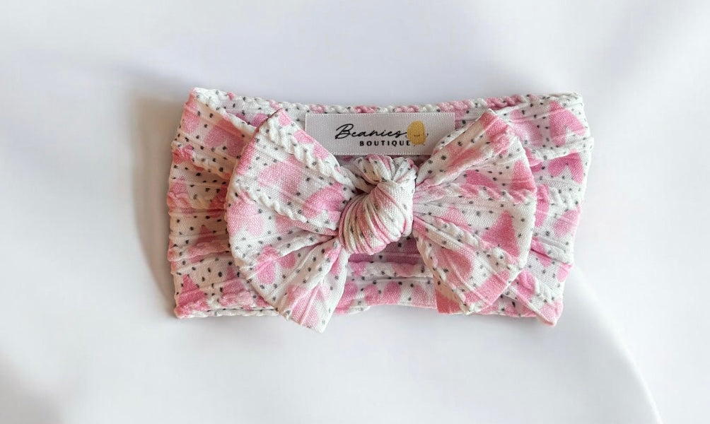 Cable Knit Bow Headband - Polka Dot Hearts