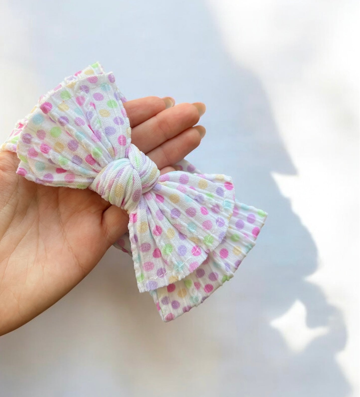 Cable Knit Bow Headband - Polka Dot