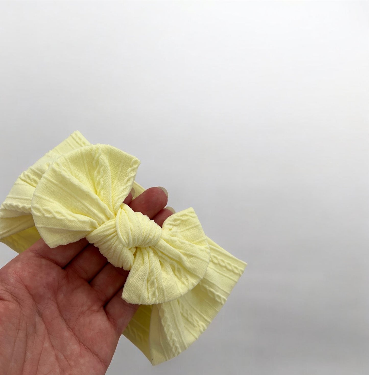 Cable Knit Bow Headband - Lemon