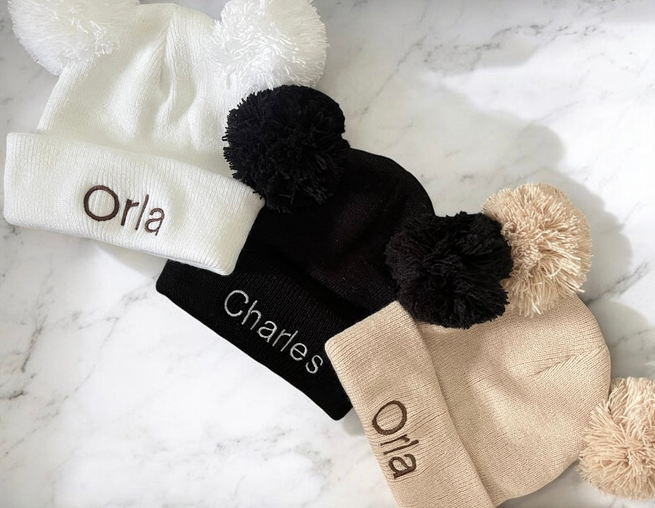 Double Pom Pom Hat | Personalised