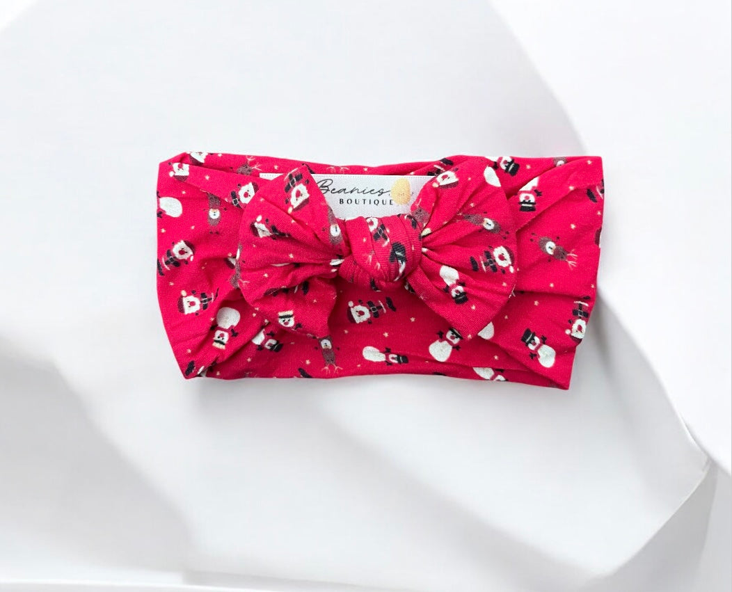 Classic Bow Headband - Santa Snowman