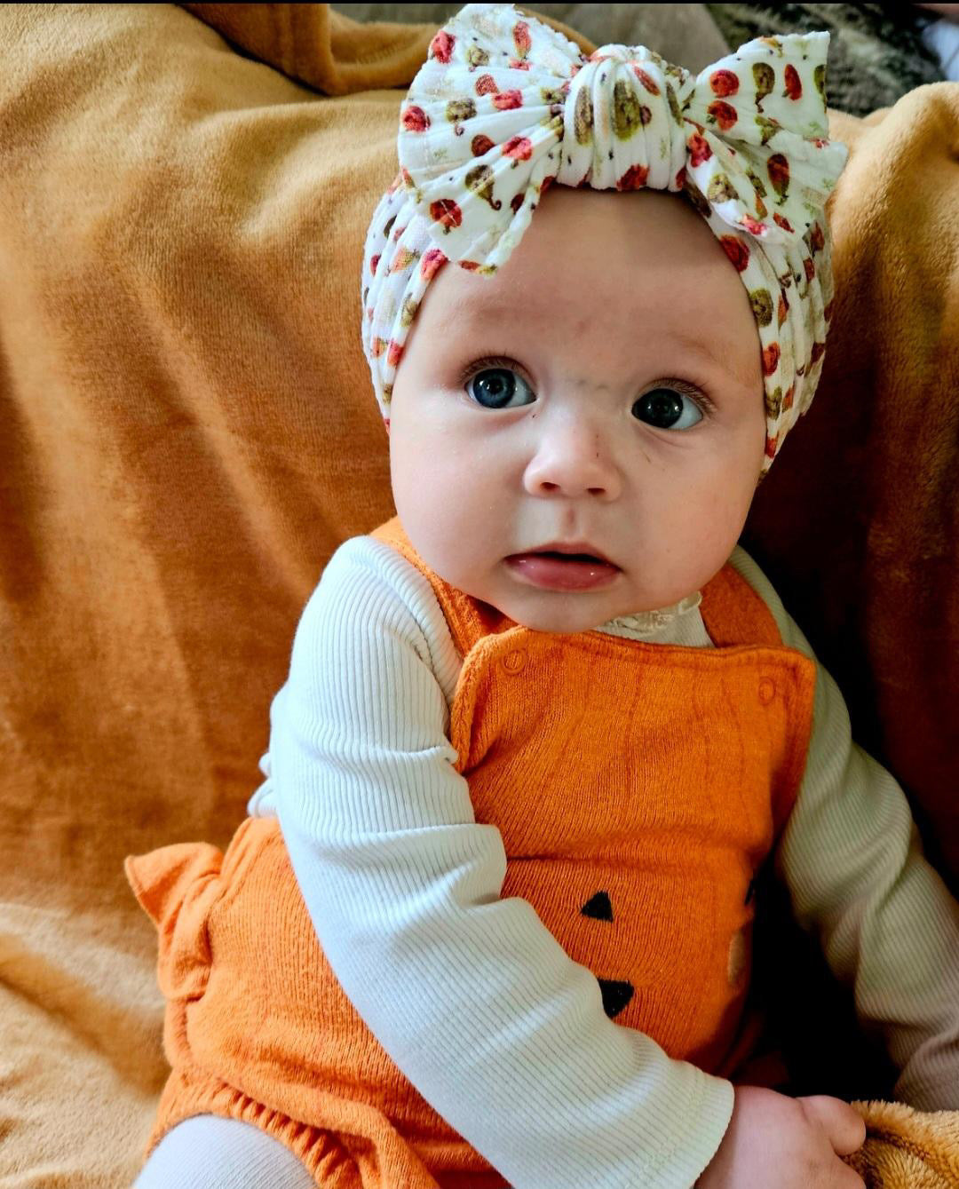 Cable Knit Bow Headband - Pumpkin