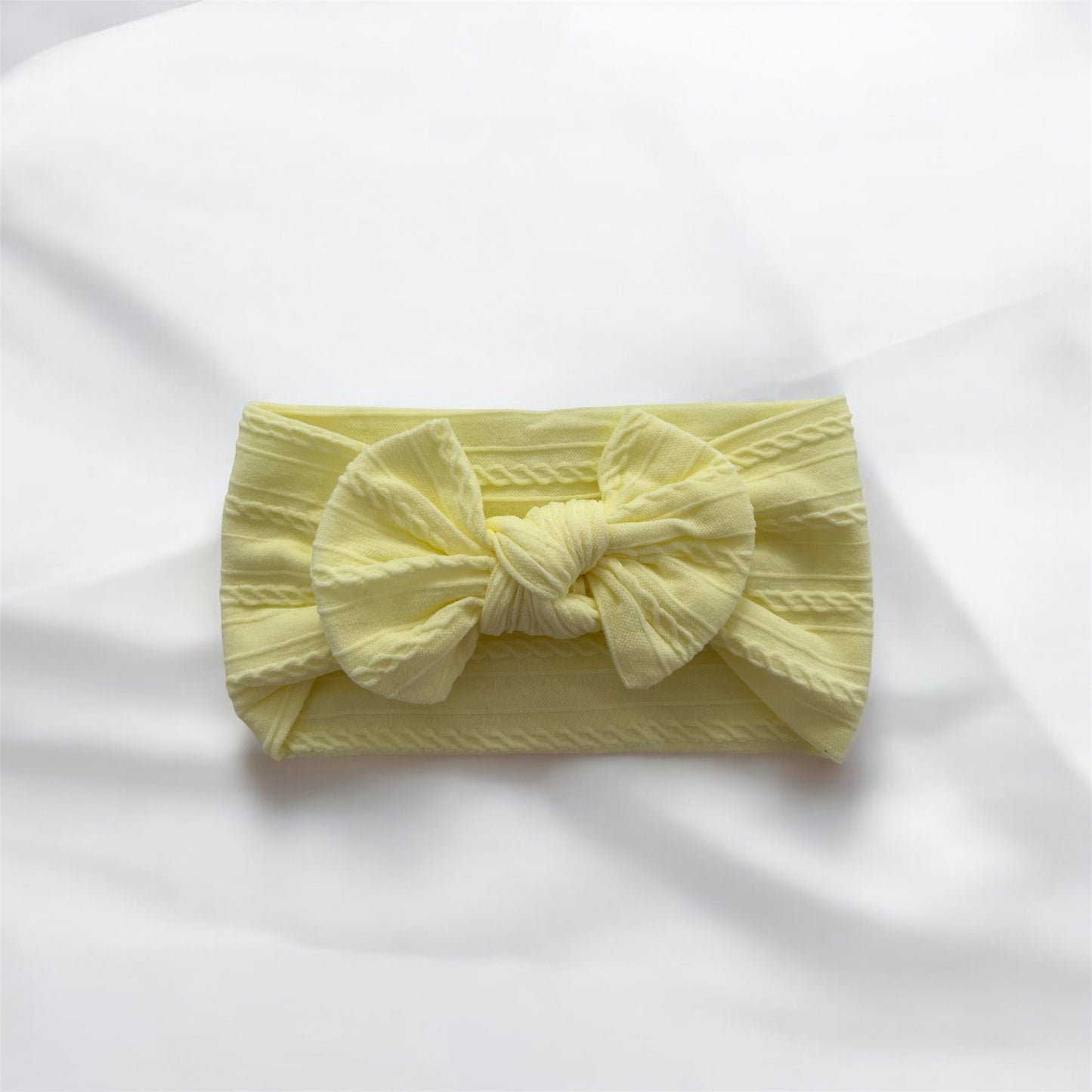 Cable Knit Bow Headband - Lemon