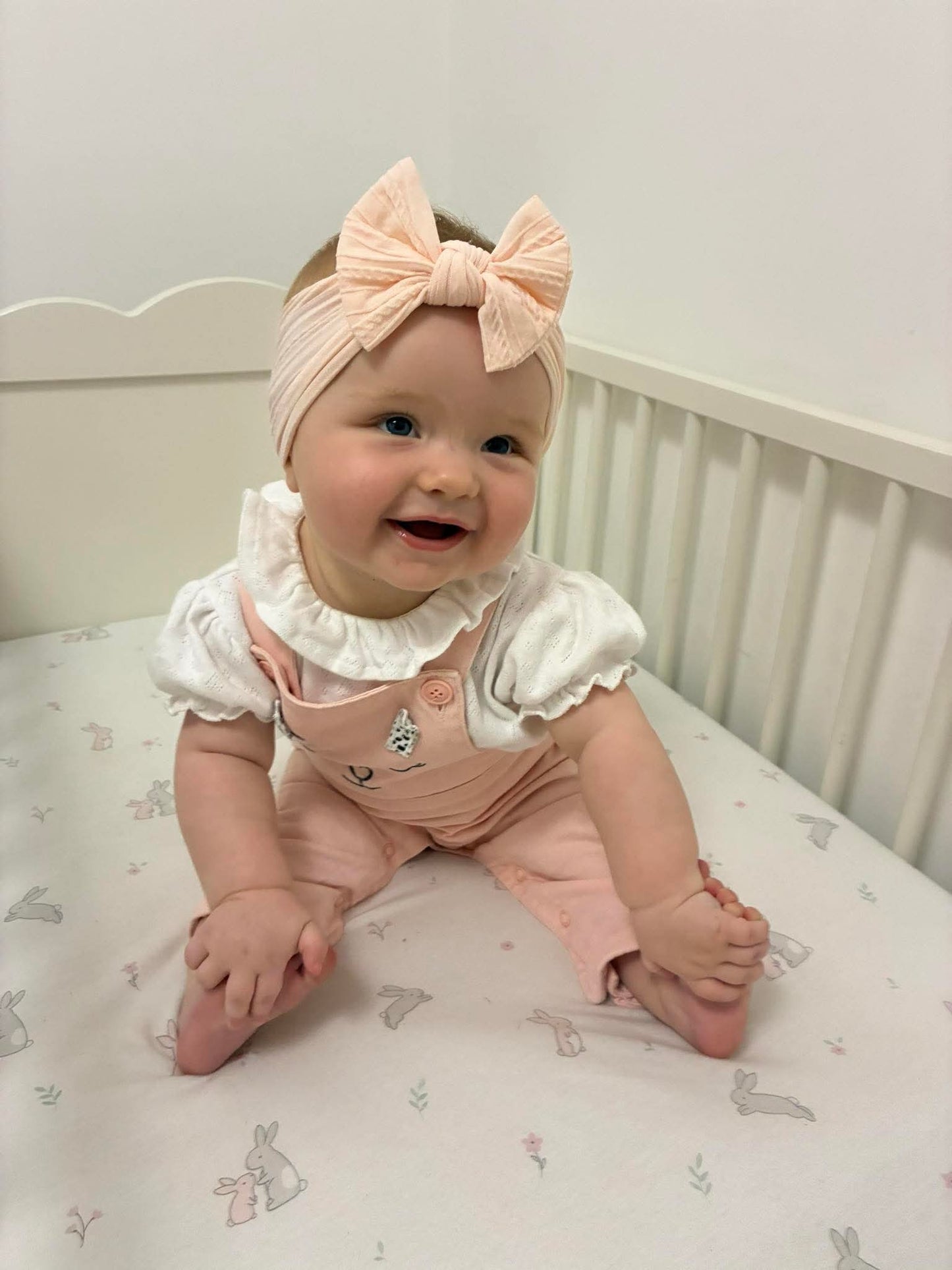 Cable Knit Bow Headband - Marshmallow Pink