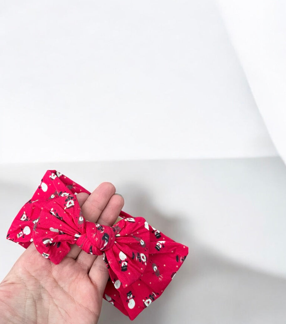 Classic Bow Headband - Santa Snowman