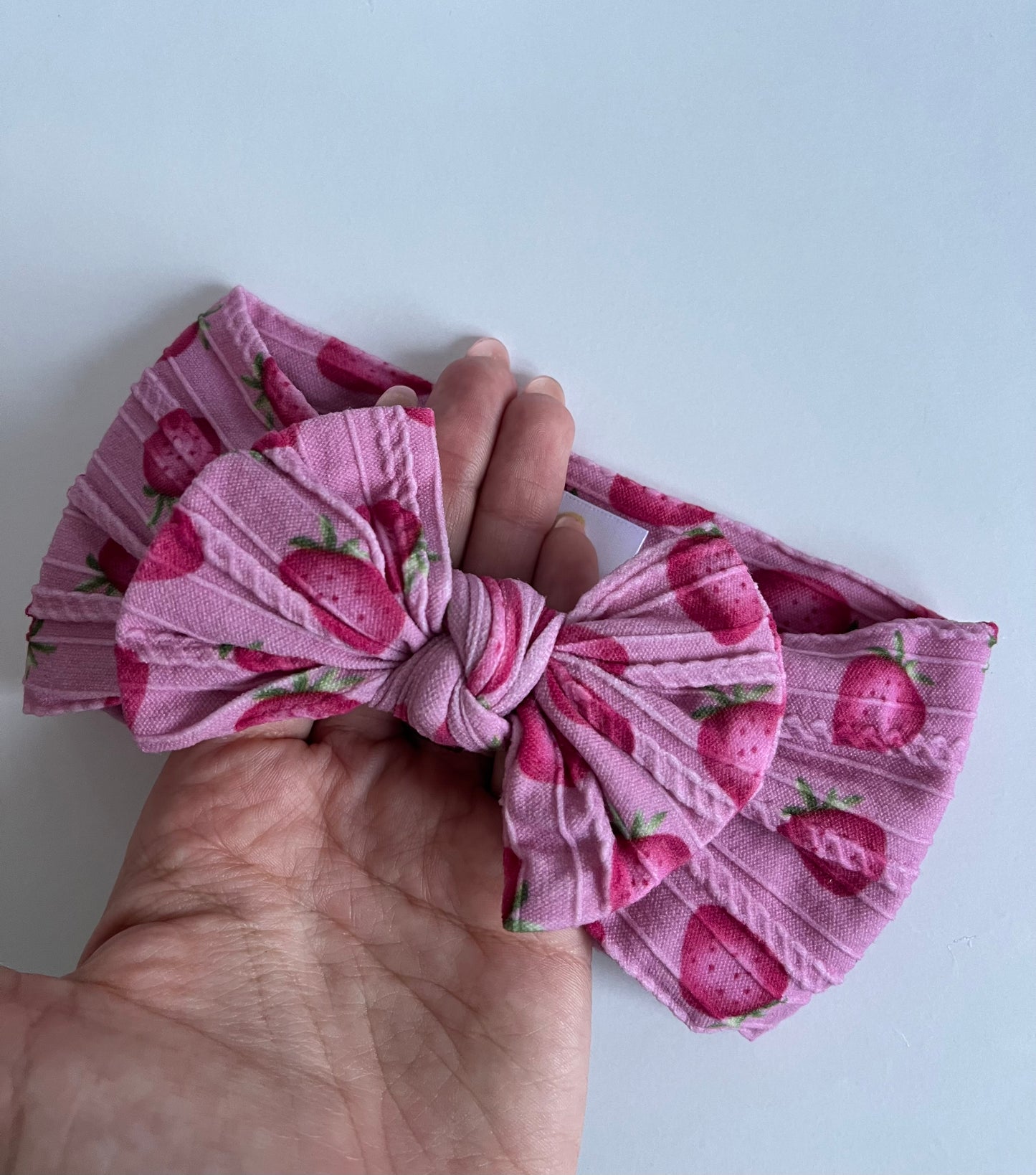 Cable Knit Bow Headband - Strawberry