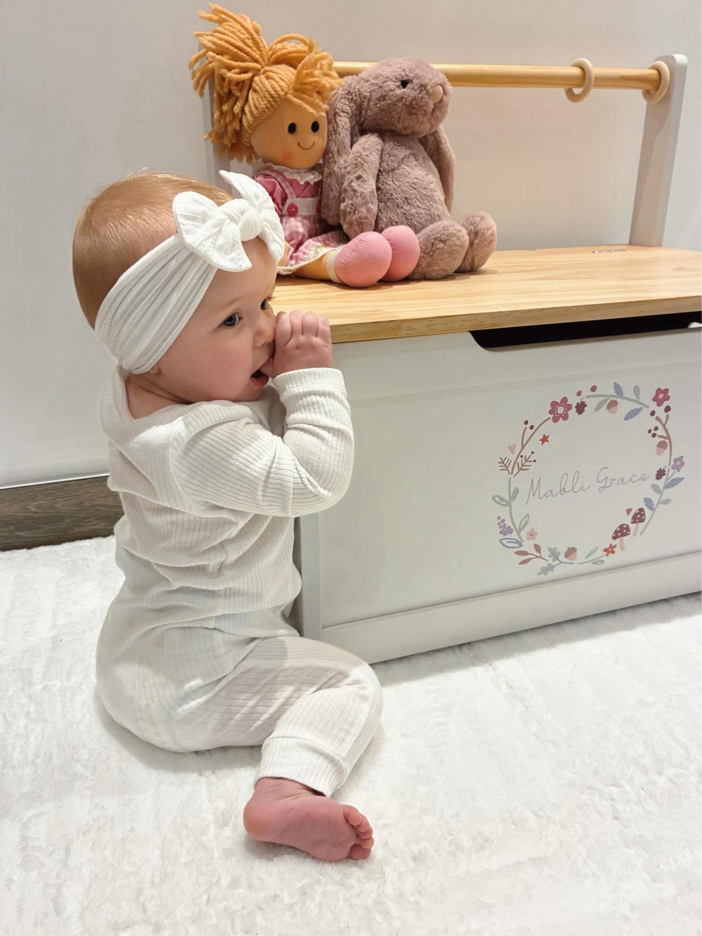 Cable Knit Bow Headband - White