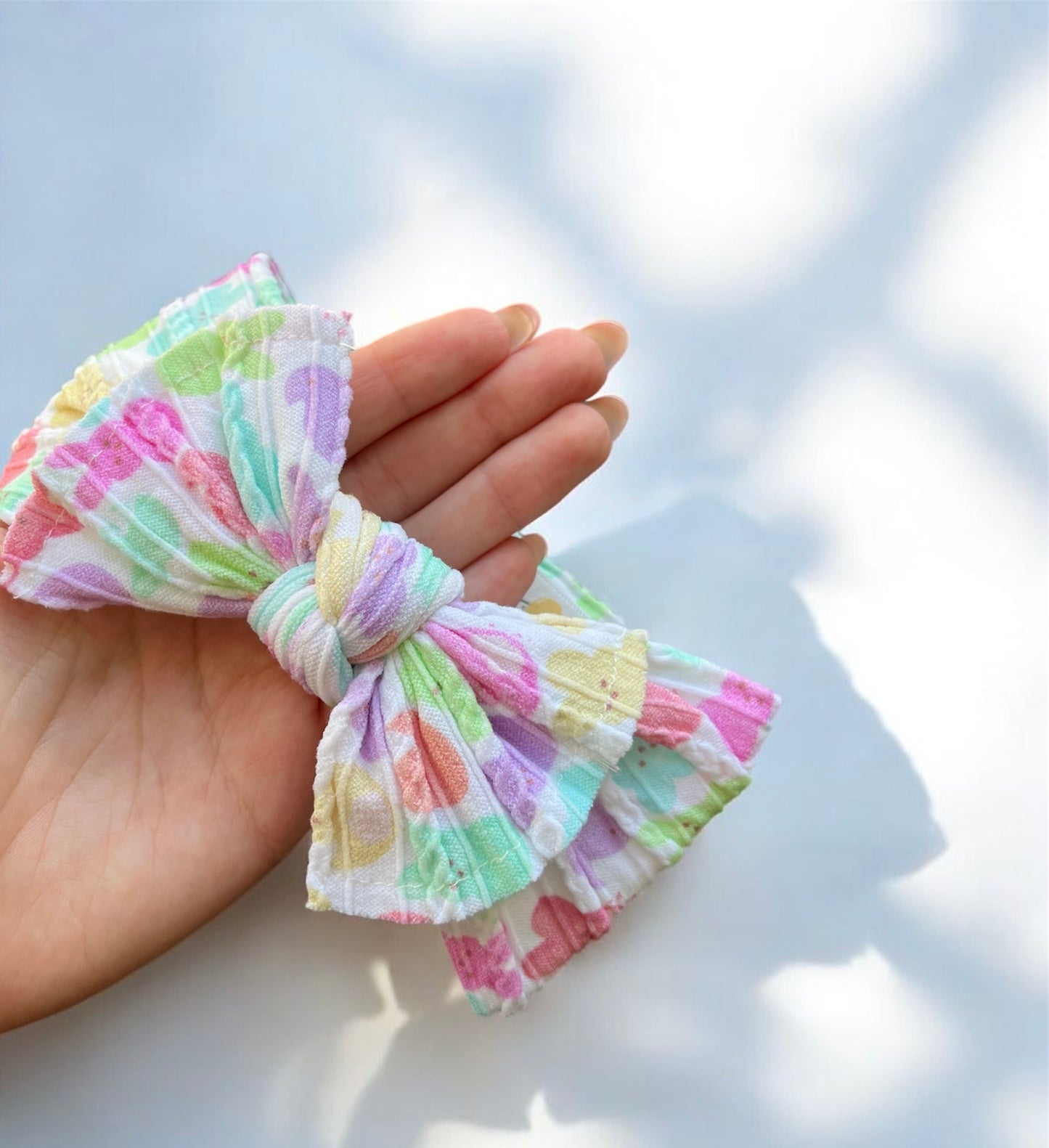 Cable Knit Bow Headband - Pastel Bunny