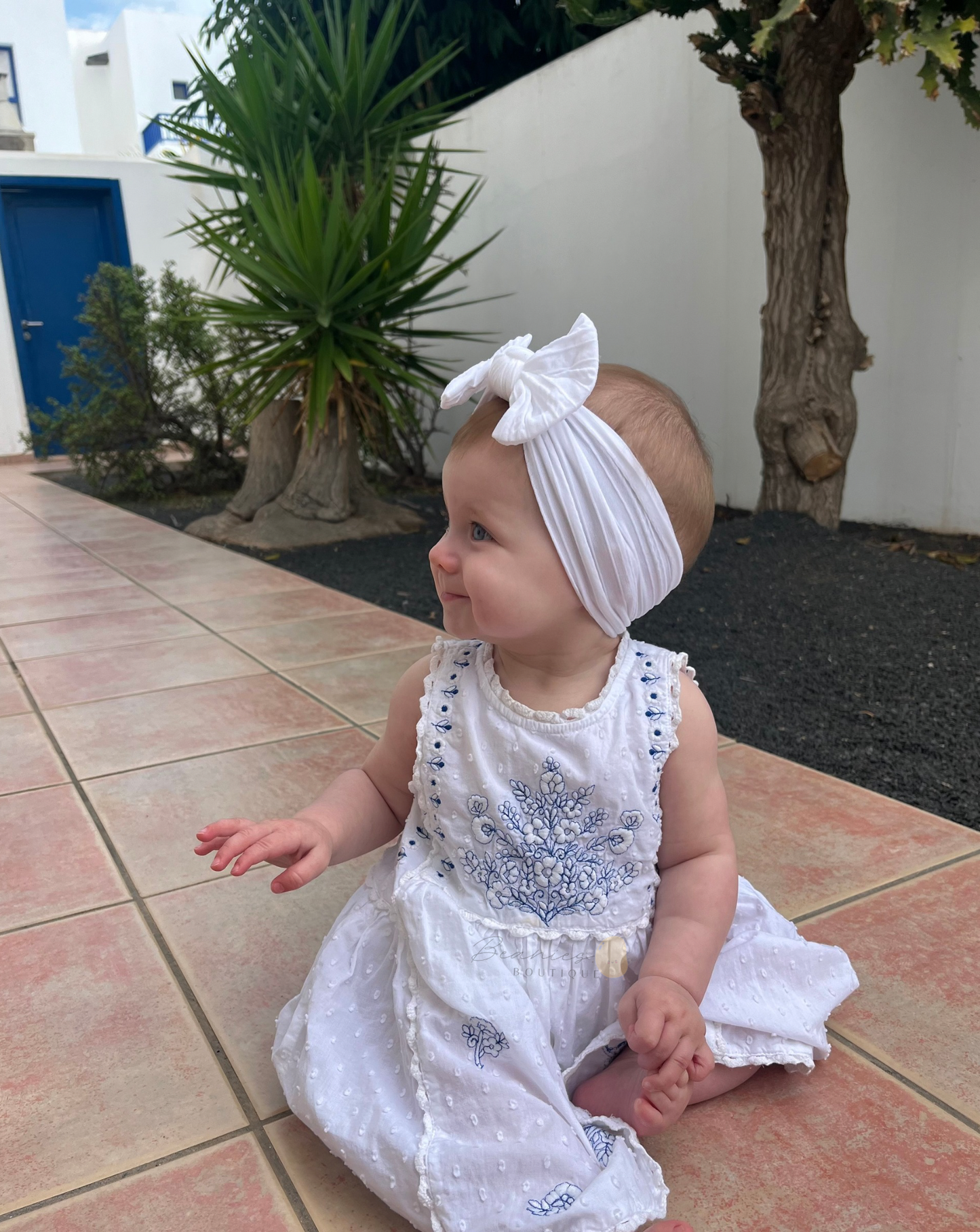 Cable Knit Bow Headband - White