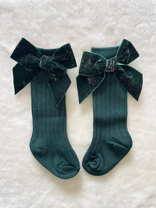 Green Christmas Knee High Socks