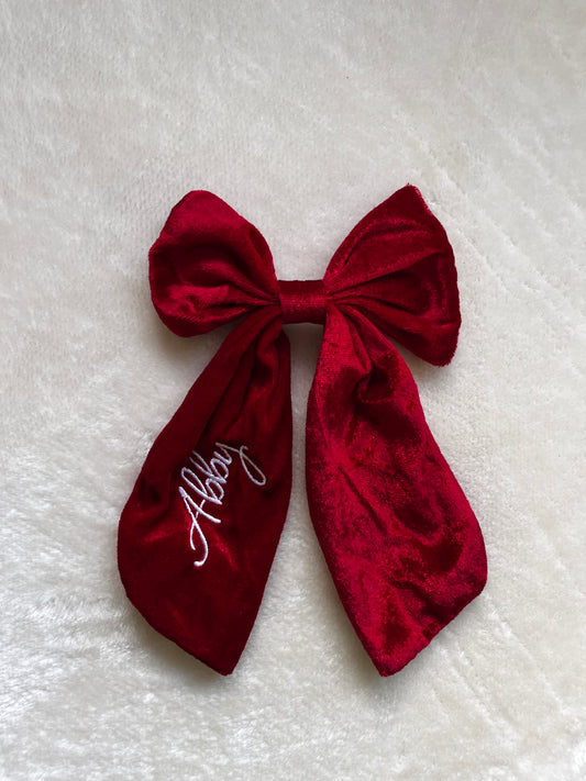 Velvet Hair Bow Clip | Personalised
