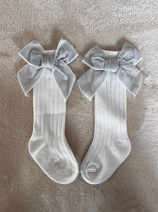 White Christmas Knee High Socks
