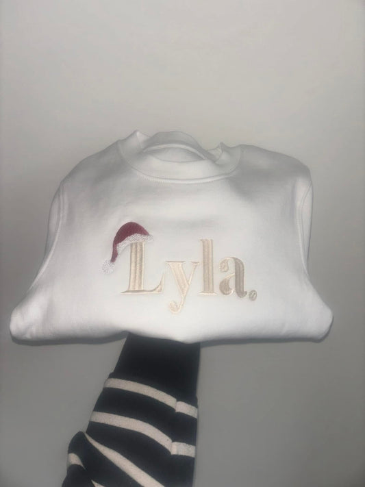 Embroidered Christmas Santa Hat Sweatshirt