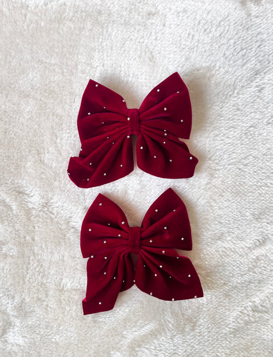 Velvet Bow Hair Clip | Diamantés