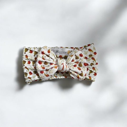 Cable Knit Bow Headband - Pumpkin