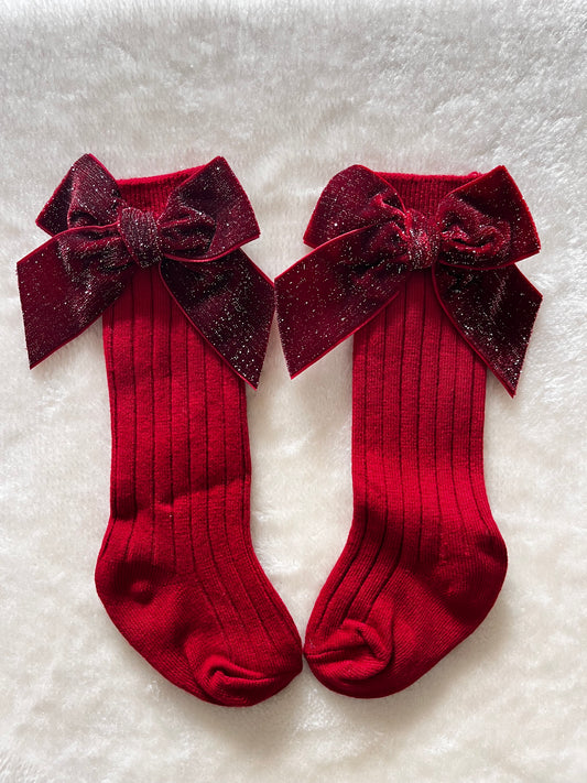 Red Christmas Knee High Socks