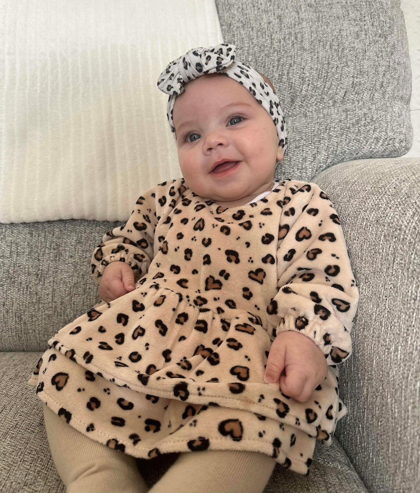 Cable Knit Bow Headband - Leopard Print