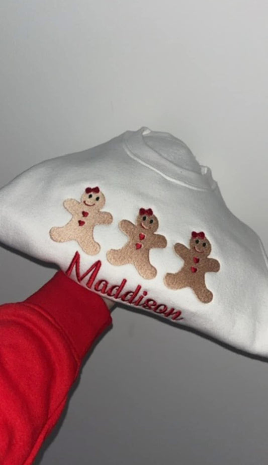 Embroidered Gingerbread Man Sweatshirt