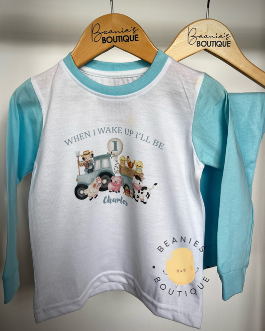 Personalised Birthday Pyjamas - Farm Tractor
