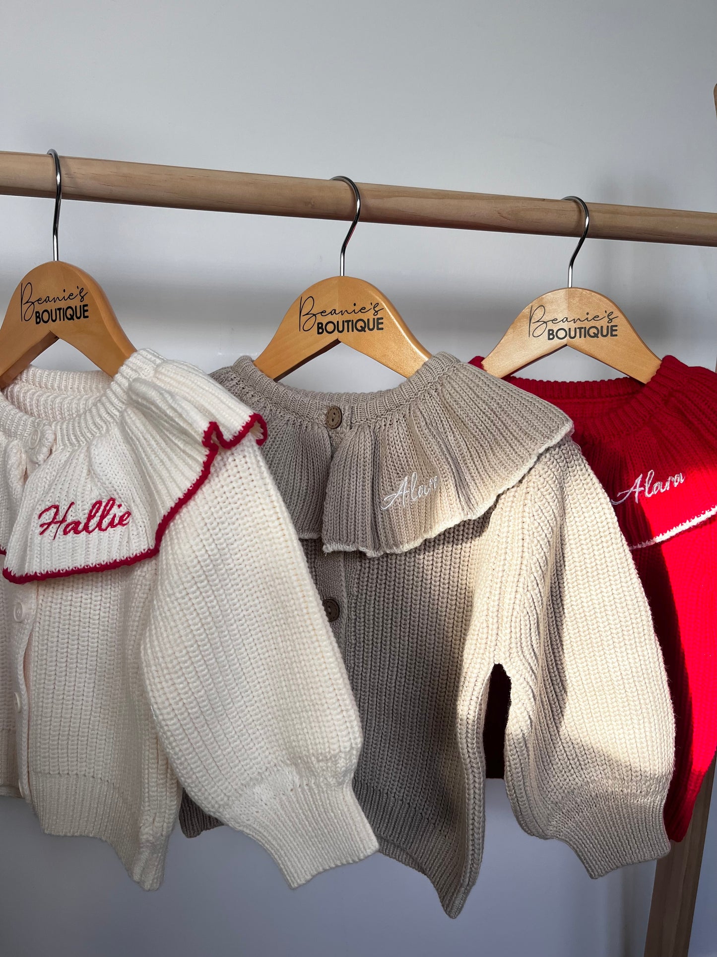 Red Frill Collar Cardigan | Personalised
