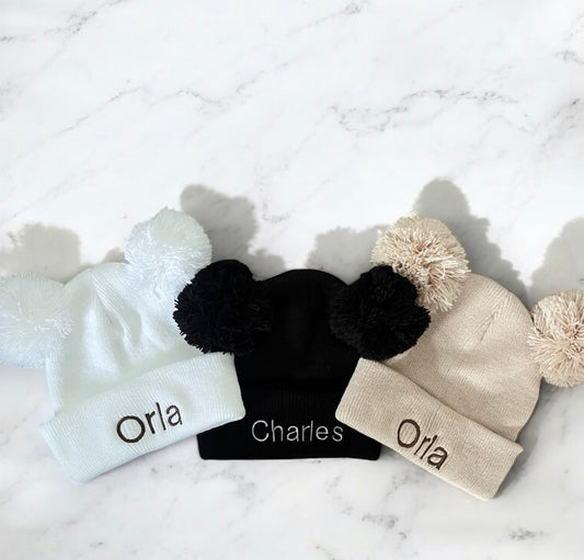 Double Pom Pom Hat | Personalised