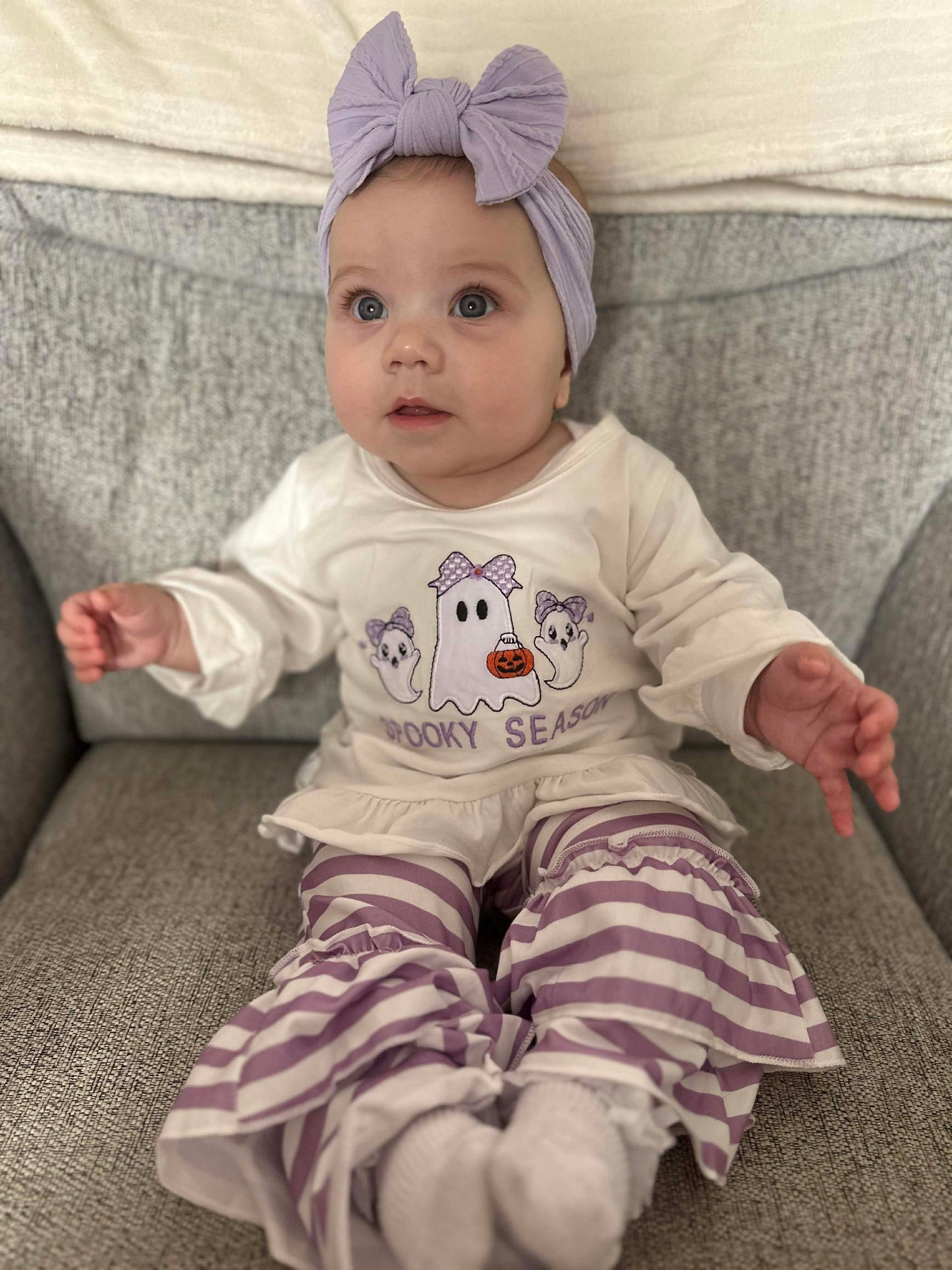 Cable Knit Bow Headband - Purple